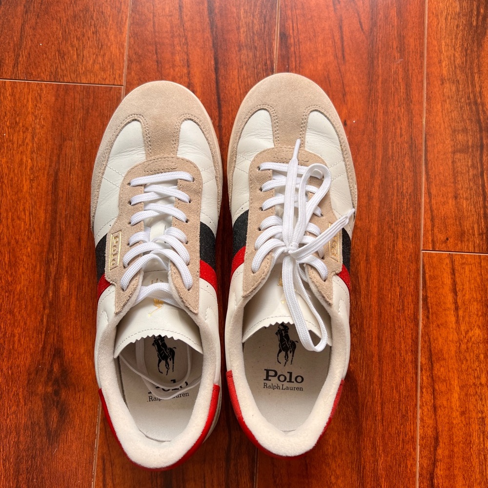 Ralph Lauren Men's White, Red, and Black Sneakers - Picture 2 of 5